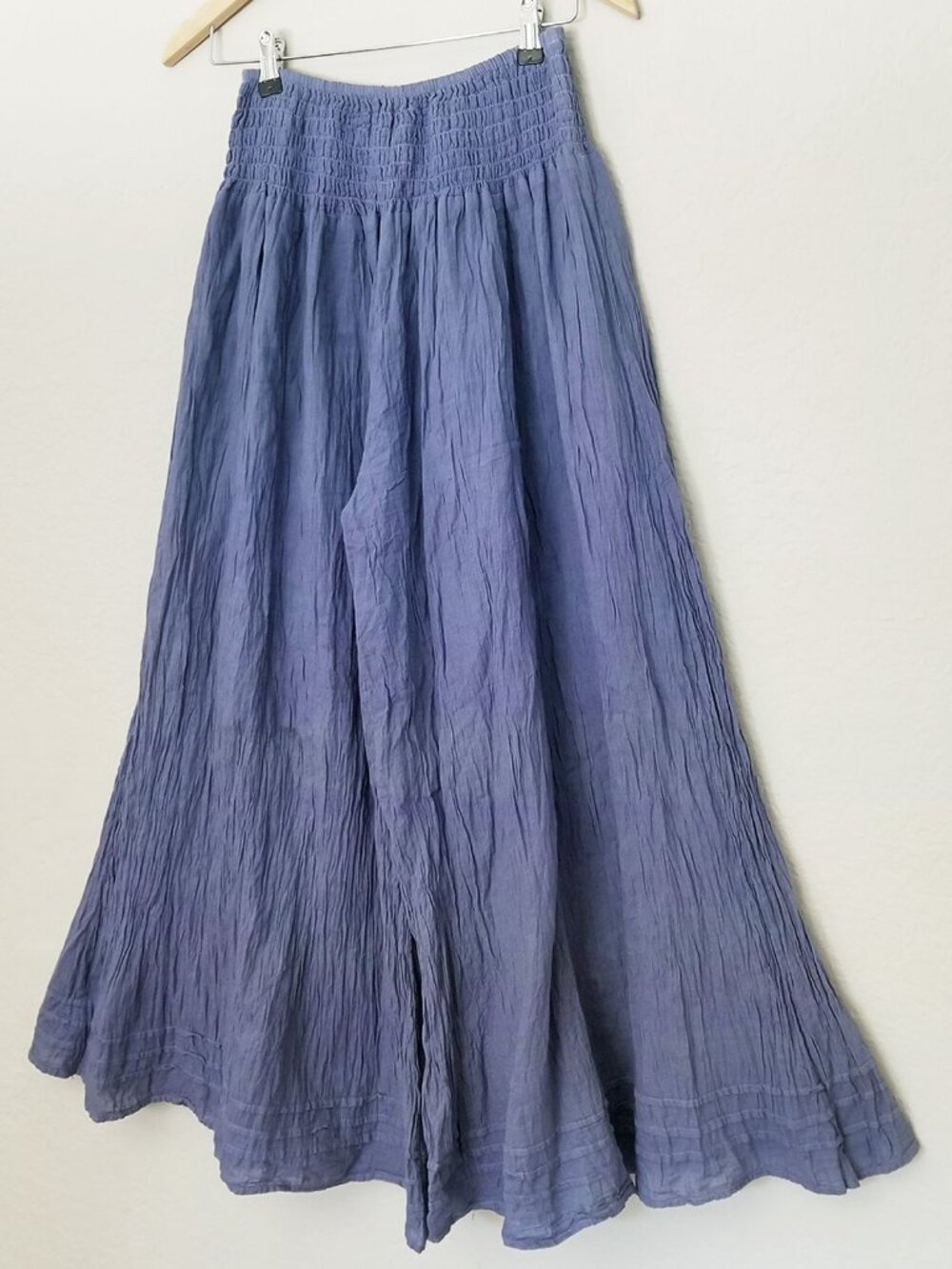 NEW Hippie Gypsy Super Wide Leg Cotton Palazzo Pants Purplish Blue Boho Pull On